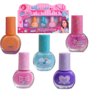 Imagem de Kit Esmalte Infantil à Base de Água 5 Unidades – Removível com Água, Diversão Segura para Crianças a partir de 5 Anos (Kit 5)