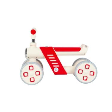 Imagem de Mini Bike Infantil de Equilíbrio, 4 Rodas, Vermelha e Bege, 41cm Altura, Suporta até 30kg, com Farol Luminoso