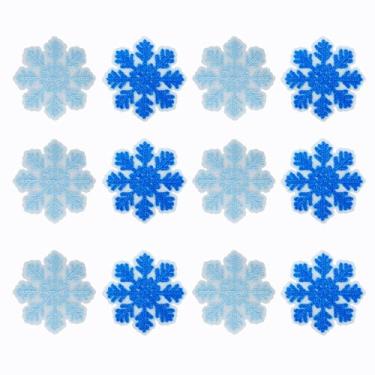 Imagem de SaktopDeco 12 Patches de Floco de Neve Azul Claro Floco de Neve Ferro em Chenille para Acessórios de Roupas Tema de Inverno