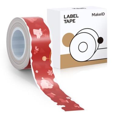 Imagem de MakeID Refil de fita adesiva E1 Q1, 16 mm x 4 m (1,6 cm x 13') adesivo contínuo laminado térmico à prova d'água autoadesivo multiuso substituição de fita de etiquetagem