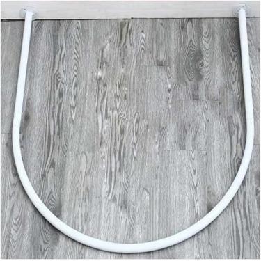 Imagem de Haste De Cortina De Provador Loja De Roupas Cortina De Vestiário Prateleira De Anel Em Forma De U Cortina De Chuveiro Rod-banheiro, Vestiário, White, 80x80cm