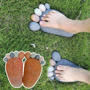 Imagem de Pedras Ao Ar Livre Em Forma De Pés Coloridos, Pavimentadoras De Caminhos De Ornamento De Jardim, Pedra De Passagem De Pátio De Canteiro De Flores, Pedras De Decoração De Paisagismo, Light Brown