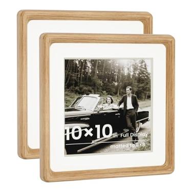 Imagem de HELPLEX Conjunto de 2 porta-retratos 25 x 25 cm - Madeira de carvalho branco fosco com vidro temperado HD, ajustável para tela de parede ou mesa 10 x 20 x 20 cm, vertical/horizontal com qualidade de