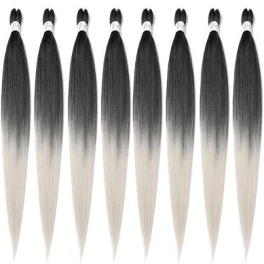 Imagem de Cabelo trançado pré-esticado Ubeleco, 8 pacotes de 1,2 m, Ombre 1B/Sil