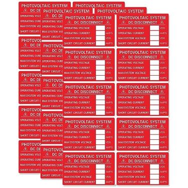 Imagem de CDXHOME Pacote de etiquetas solares de 10 x – Sistema fotovoltaico de desconexão CC – Tensão operacional VDC – Tensão máxima do sistema VDC – AMPS de corrente operacional – AMPS de corrente de