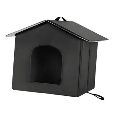 Imagem de KiBcsLic Casa para gatos ao ar livre, dobrável, para de celeiro, lavável, versátil, aconchegante, fácil de montar, abrigo para gatos, para áreas, Black M