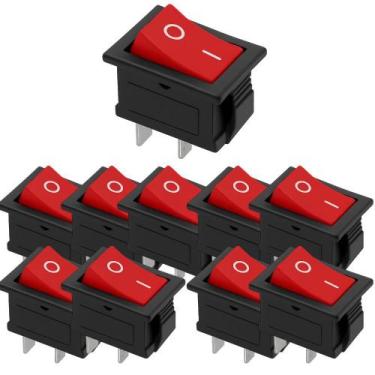 Imagem de Kit 10 chave gangorra on/off 2 polos 6a125v vermel - DIVERSAS