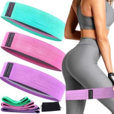 Imagem de Kit 3 Faixa Elastica Hip Mini Band Treino Exercicio Academia Pilates Y