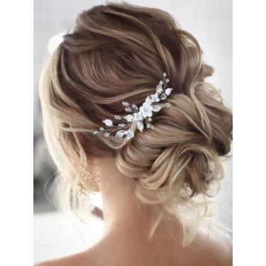 Imagem de Pente de cabelo de casamento Unicra Bride Silver Flower Crystal Access