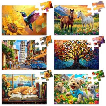 Imagem de Puzzle com 6 pacotes de 16 peças grandes para idosos com demência - Bi