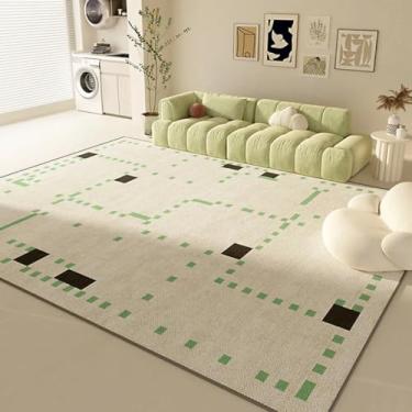 Imagem de Tapetes de luxo para sala de estar, decoração verde para quarto, carpete de pelúcia macio e fofo, tapete de sala de estar espesso e lavável (200x250 cm/E)