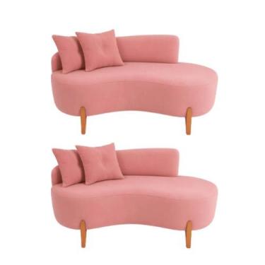 Imagem de Kit 02 Sofá Orgânico 2 Lugares C/2 Almofadas Curvo Sala Recepção Luna 