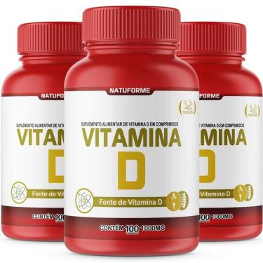 Imagem de Kit 3 Potes Vitamina D 1000Mg Com 100Cpr Natuforme
