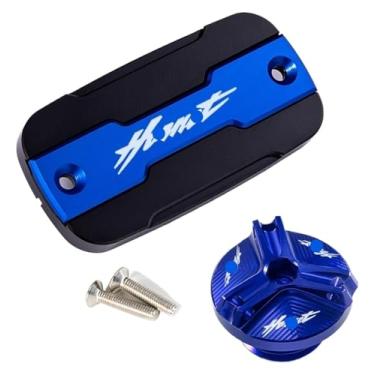 Imagem de Tampa de enchimento de óleo de motocicleta Tampa de tanque de fluido do reservatório de freio frontal compatível com Hornet 600 900 CB600F Hornet900 Hornet600 1998-2014 (conjunto azul)