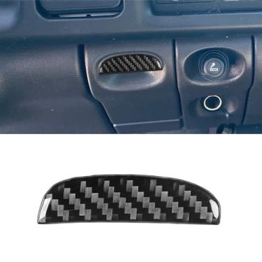 Imagem de Edinstry Acabamento de alça de caixa de armazenamento de fibra de carbono para Dodge Ram 1998–2002, capa de adesivo de interruptor de extrator de painel Co-Pilot preto, acessórios internos (direção à