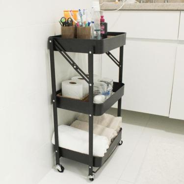 Imagem de Carrinho multiuso dobrável com 3 prateleiras   fruteira / or