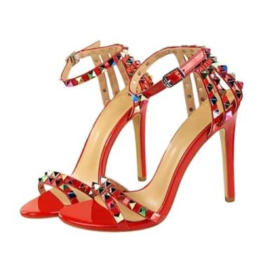 Imagem de Sandália decorada com Spikes em Diamantes (Vermelho, BR, Adulto, Numérico, 37, Padrão)