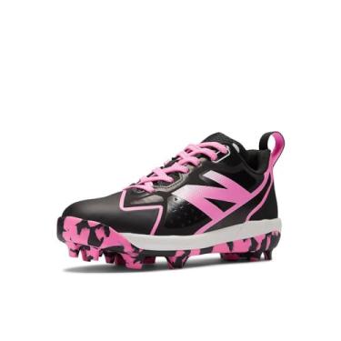 Imagem de New Balance Tênis de beisebol unissex infantil Romero Duo V2 moldado de borracha, Preto/rosa, 2 Little Kid