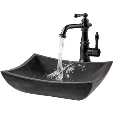 Imagem de Eden Bath Pia de vaso de pedra zen profunda EB_S011LS-H - Pedra vulcânica afiada