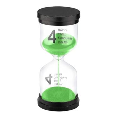 Imagem de SuLiao Ampulheta de 4 minutos, temporizador Clcok de areia verde, relógio de areia colorido de 4 minutos, reloj de arena de plástico 4 minutos, grande ampulheta de vidro, cozinha, jogos, sala de aula