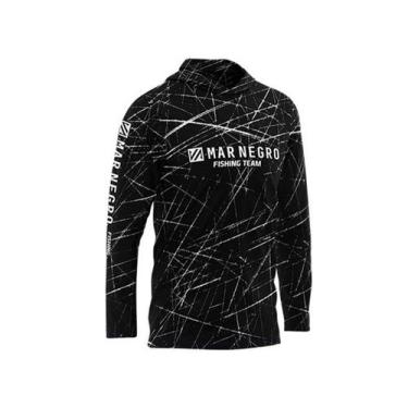 Imagem de Camiseta de Pesca Mar Negro X Protection Sublimada Com Capuz Proteção 