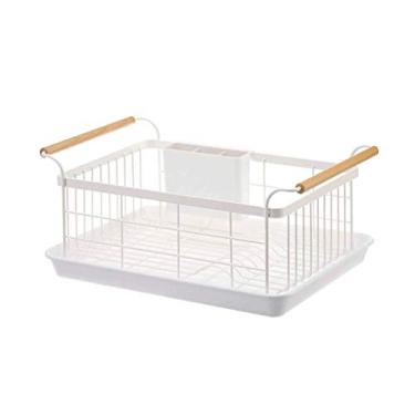 Imagem de P9IDEDFH Escorredor de secagem, escorredor de pratos com suporte de utensílios de drenagem, tamanho pequeno, conjunto de drenos resistentes para cozinha, bancada, escorredor de pratos, prateleiras de
