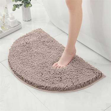 Imagem de Reyox Tapete de banheiro de chenille meio círculo, tapete de banho antiderrapante absorvente de água, tapetes de banho laváveis para banheiro, banheira, camelo, 3 x 5 metros