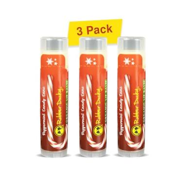 Imagem de Rubber Ducky Bálsamo labial orgânico natural Carefree, hidratante labial e hidratante labial para lábios muito secos - Bálsamo labial de bengala doce e menta com vitamina E - vegano, cuidado labial