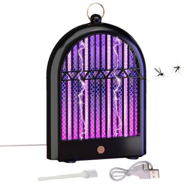 Imagem de Luminaria Repelente Armadilha Mata Inseto Mosca Mosquito Luz Ultravioleta USB Portatil Gancho Pendurar Previne Doenças