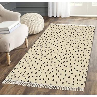 Imagem de Tapete de área com borla, estampa animal, superfície sem costura, cores neutras, tecido com franja, tapete de chão, pátio, corredor, minimalista, decoração de casa, sala de estar, quarto, interior-9,5