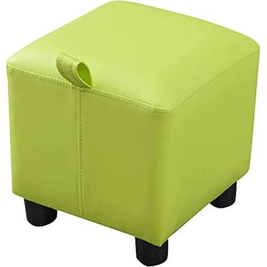 Imagem de Banqueta para os pés, portátil, pequeno, banquinho de couro sintético, quadrado, estofado, para sala de estar/quarto/jardim/escritório/presentes de casamento, cadeira de decoração de casa