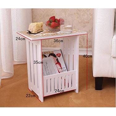 Imagem de Mesa lateral de café, mini mesa de café redonda de plástico, mesa de chá, casa, sala de estar, prateleira de armazenamento, mesa de cabeceira branca, móveis pequenos (cor: mesas quadradas pequenas)