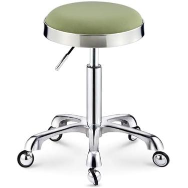 Imagem de WYUYIWH Banqueta redonda com rodinhas com rodas hidráulicas com rodas e banco giratório ajustável em altura