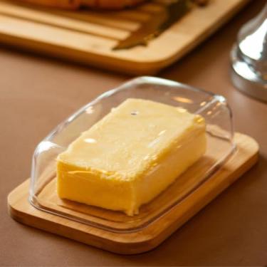 Imagem de Conjunto Bambu com Tampa Acrílica | Queijeira, Manteigueira e Porta Frios | Base de Bambu Antibacteriana, Ideal para Mesa & Geladeira (MANTEGUEIRA)