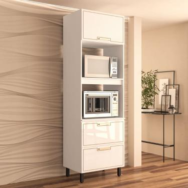 Imagem de Paneleiro Torre Quente 70cm 2 portas basculantes 1 gaveta Amara Branco Politorno Móveis