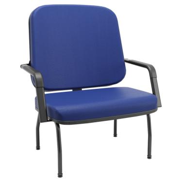 Imagem de Cadeira de Escritório Recepção com Braço Fixa Preta Magno P03 Vinil Azul - Lyam Decor