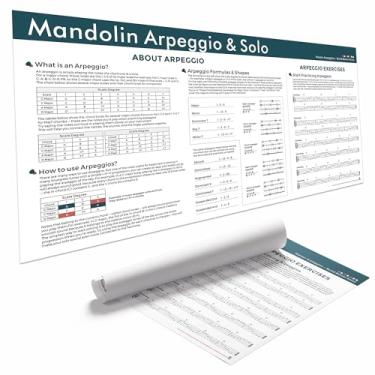 Imagem de Pôster Mandolin Arpeggios & Solo – Quadro de arpejo de bandolim em tela de 45,7 x 91,6 cm com formas e exercícios – Aprenda Major, Menor, Dominant 7, Maj7 e Min7 – Guia de prática e improvisação