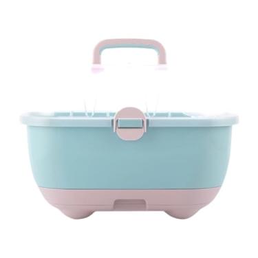 Imagem de Almencla Escorredor de garrafa rack caixa de talheres de enfermagem recipiente secador prato cesta com capa para viagem