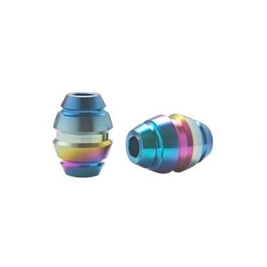 Imagem de LULAOLIU Contas de titânio paracord 2 peças de cordão de faca pingente acessórios EDC para colar ao ar livre pulseira lanterna mochila chaveiro (barril de madeira - colorido)