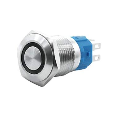 Imagem de WerFamily Interruptor de botão momentâneo LED tricolor de 16 mm 1NO 1NC SPDT ON/OFF à prova d'água metal redondo (olho de anjo, vermelho azul verde)
