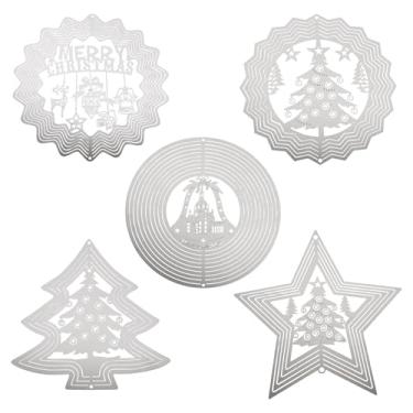 Imagem de Spritewelry Pingentes de aço inoxidável para fabricação de joias, filigrana de prata, pingentes de conector de Natal, floco de neve, sino de árvore de Natal, enfeites de metal, pingentes para