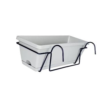 Imagem de Balcony Railing Planter Pot Window Box Planter Hanging Planter Rail Planter Vegetables Growing Container Plant Basket for Garden Porch Patio, Dark Grey, Medium/1112(Light Grey)