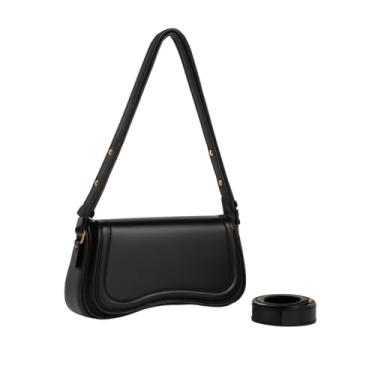 Imagem de Bolsa Bag Transversal Baguete Feminina Alça Mão Tiracolo Couro Pu Moderna QUBCCUM (Preto)