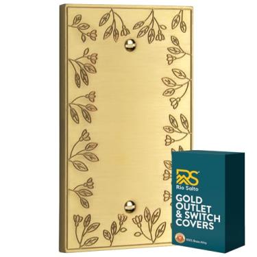 Imagem de Rio Salto Placa de parede decorativa floral de metal para interruptor de luz em branco, capas de tomada, placas de parede de flores para tomadas não utilizadas para crianças e bebês, dispositivo