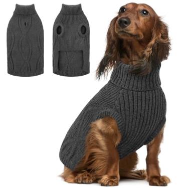 Imagem de Queenmore Suéter para cães, suéteres para cães grandes, suéter de Natal, roupas quentes para animais de estimação para raças grandes, roupas de tricô de inverno com gola rolê para beagle, dachshund