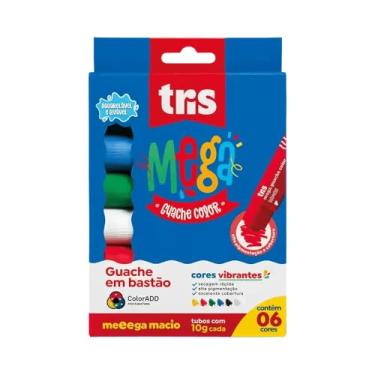 Imagem de Guache Bastão Mega Summit 6 Cores Vibrantes Pintura Fácil Segura Infantil