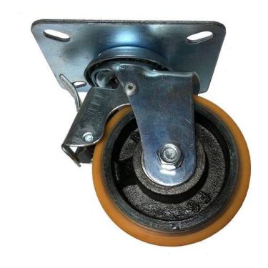Imagem de (6pçs) Rodizio Ferro Pu 4pol. R414 Girat. Placa Freio 200kg - ABCMAIOR