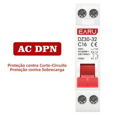 Imagem de Disjuntor Mini MCB 6A-32A 1P+N Montagem Em Trilho Din Para DIY Residen