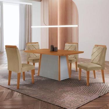 Imagem de Mesa De Jantar Diane E 4 Cadeiras Melissa Moderna Mobilia Turim 07/ Laminado