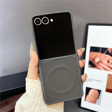 Imagem de Capa para Galaxy Z Flip5 com estampa de fibra de carbono e capa magnética de silicone (para Galaxy Z Flip5/cinza)